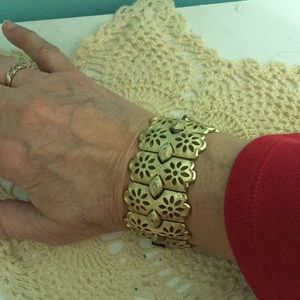 7” Coro costume gold tone wide bracelet